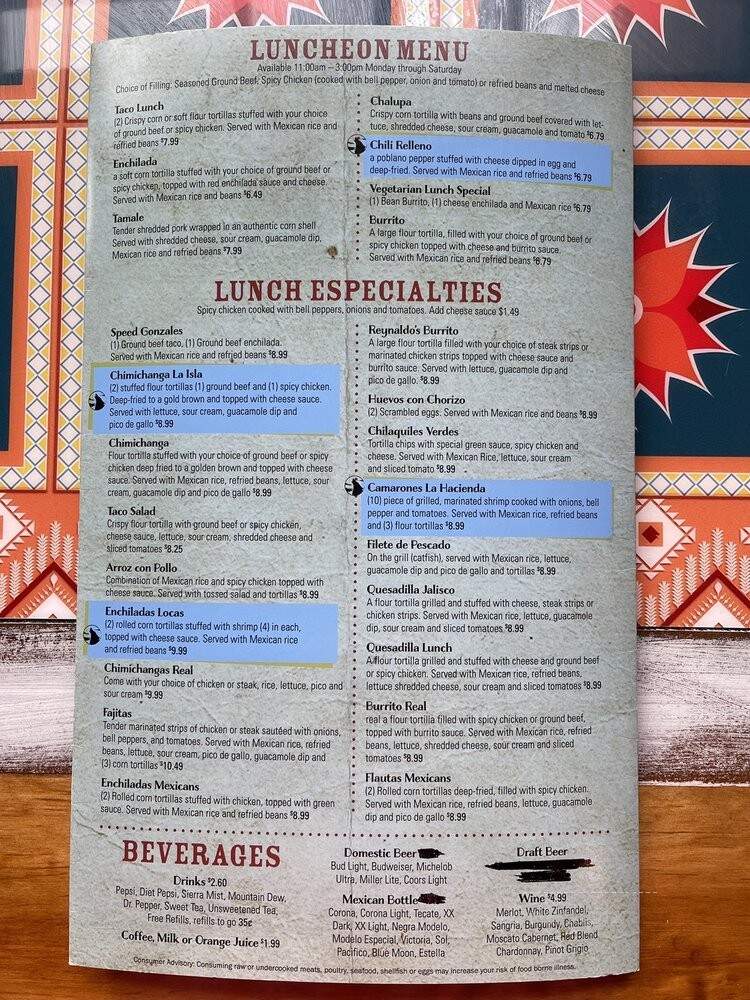 Cilantros - Robinson, IL menu_pic