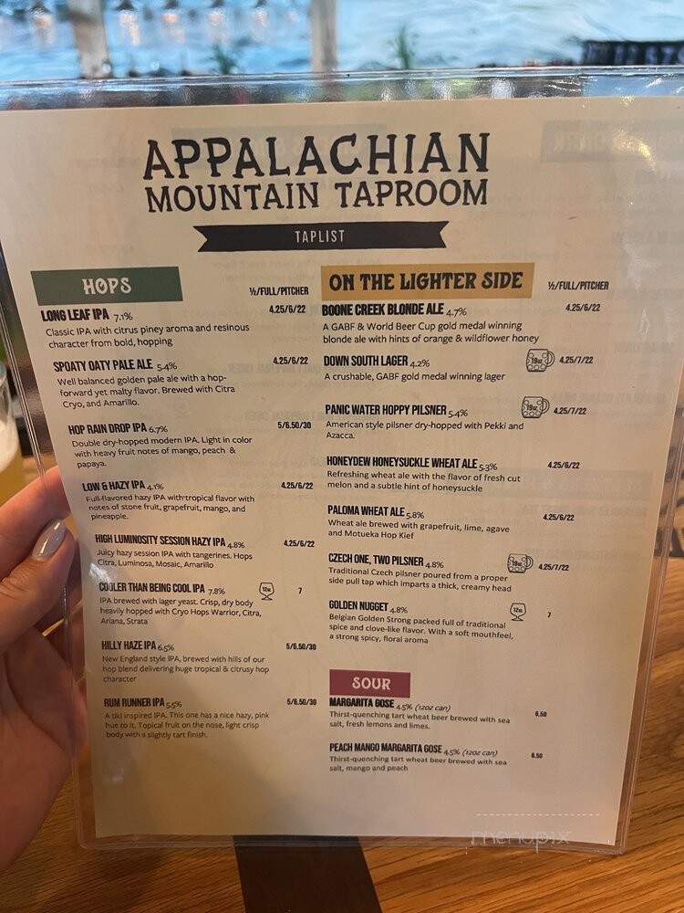 Appalachian Mountain Brewery - Mills River, NC menu_pic
