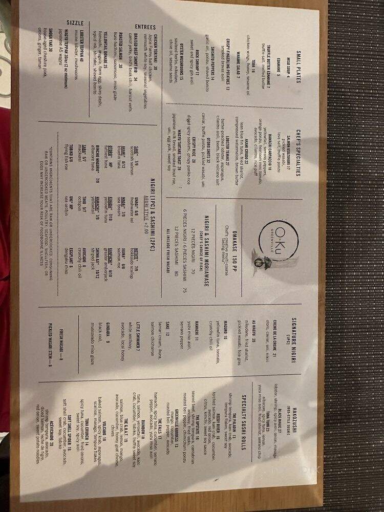 O-Ku - Greenville, SC menu_pic
