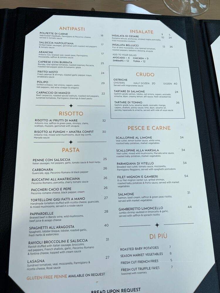 Bellucci Italia - Montreal, QC menu_pic