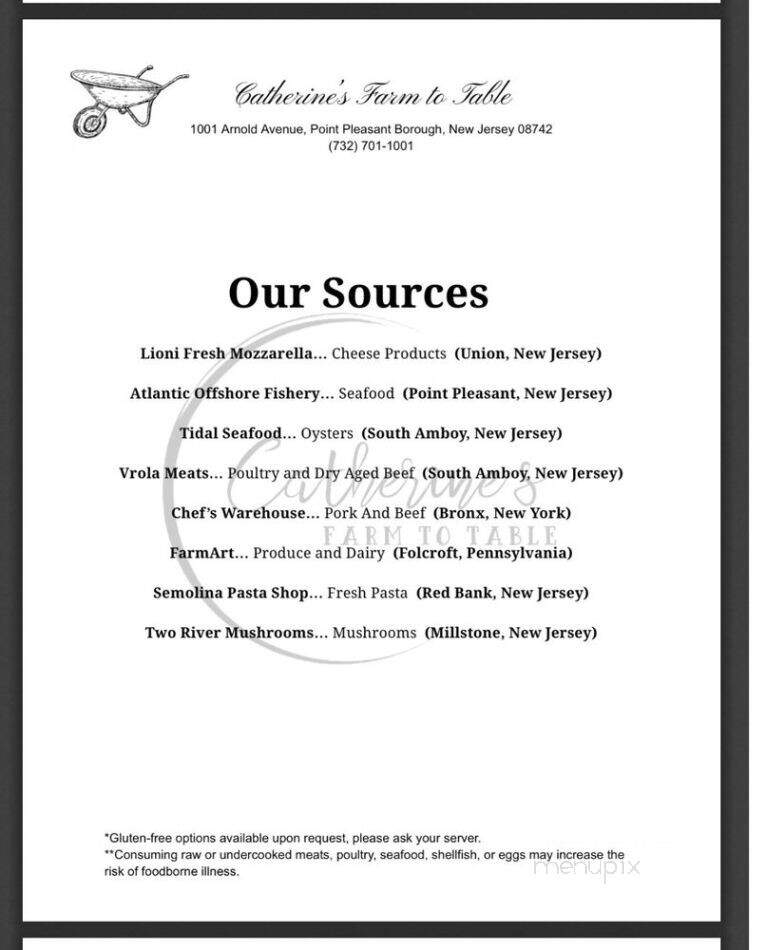 Cathrine's Farm to Table - Point Pleasant, NJ menu_pic