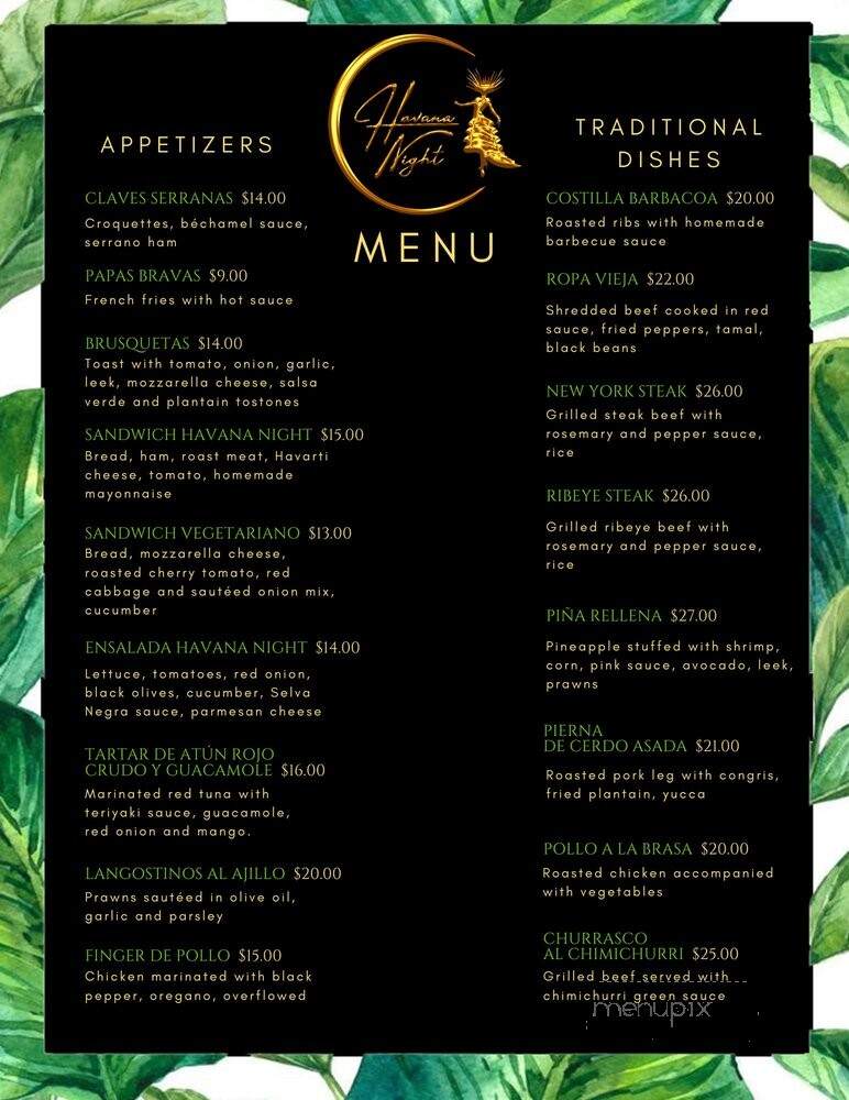 Havana Night Restaurant & Cabaret - Louisville, KY menu_pic