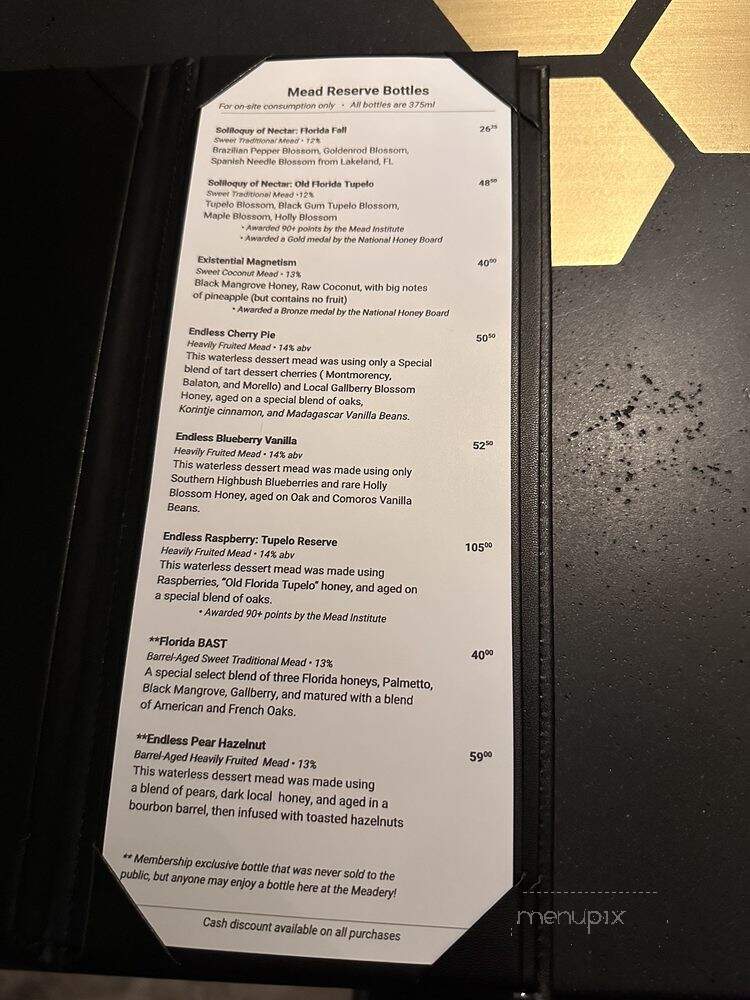 Zymarium Meadery - Orlando, FL menu_pic