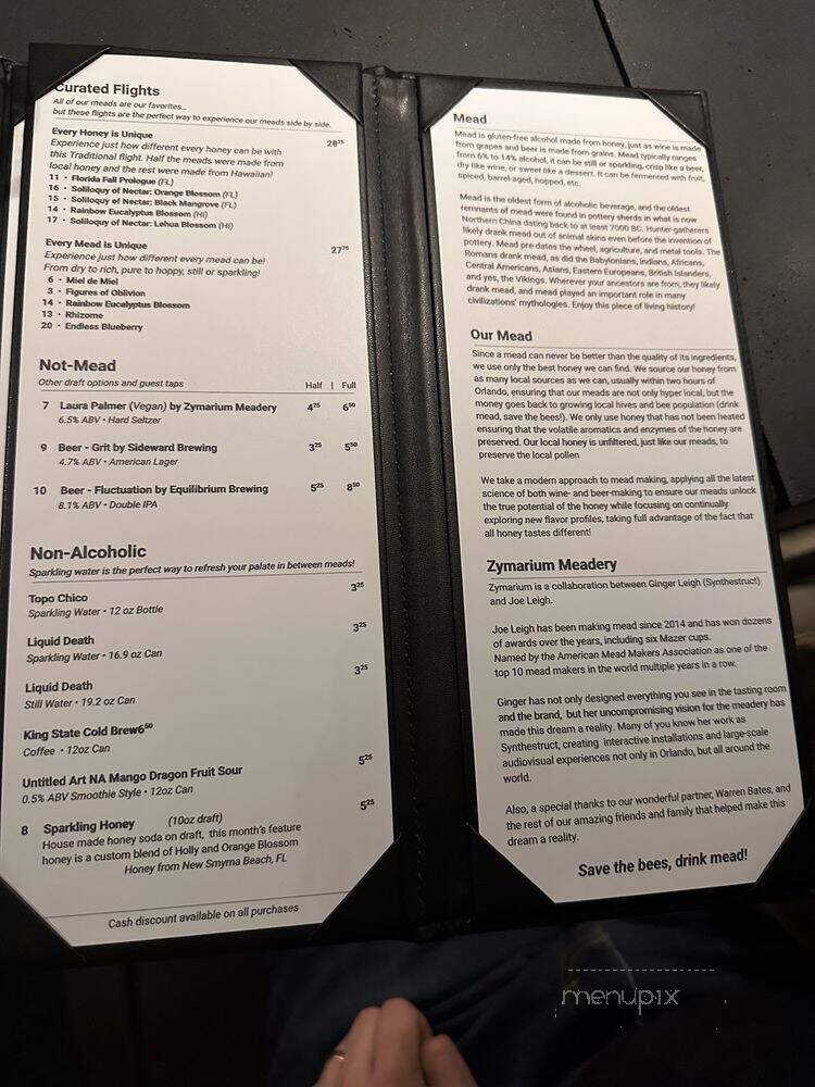 Zymarium Meadery - Orlando, FL menu_pic