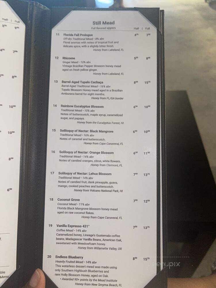 Zymarium Meadery - Orlando, FL menu_pic