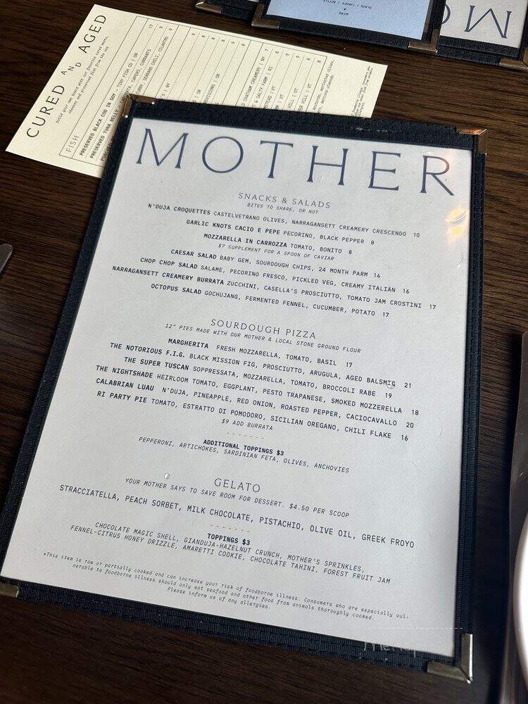 Mother Pizzeria - Newport, RI menu_pic