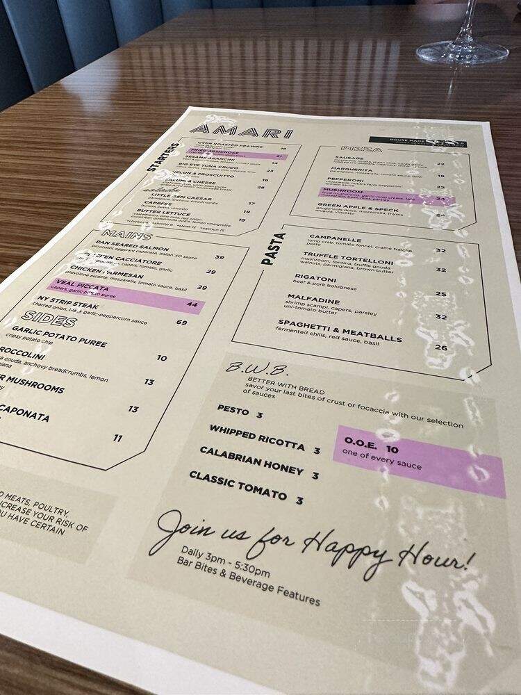 Amari Italian Kitchen & Wine Shop - Las Vegas, NV menu_pic