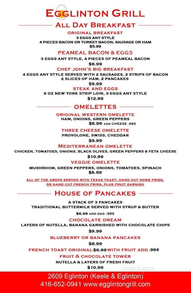 Egglinton Grill - Toronto, ON menu_pic
