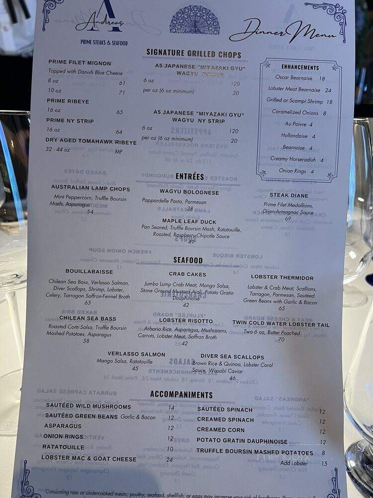 Andreas Prime Steaks and Seafood - Allen, TX menu_pic