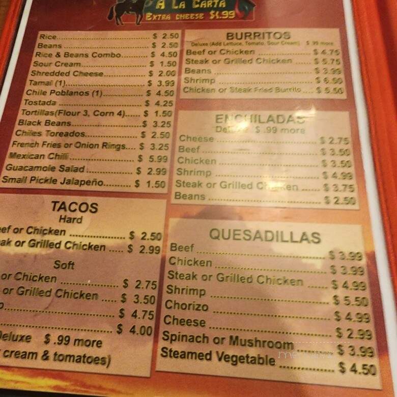 El Charro Mexican Grill - Young Harris, GA menu_pic