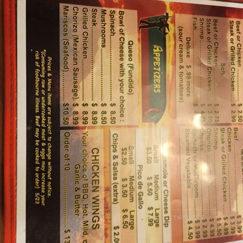 El Charro Mexican Grill - Young Harris, GA menu_pic