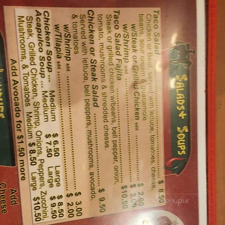 El Charro Mexican Grill - Young Harris, GA menu_pic