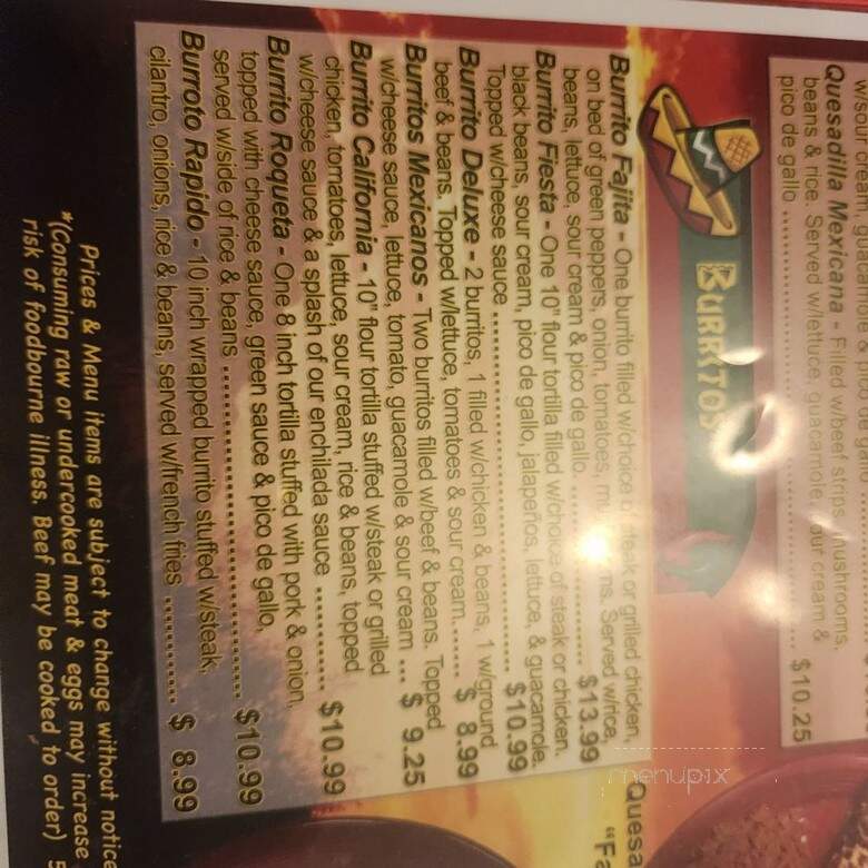 El Charro Mexican Grill - Young Harris, GA menu_pic