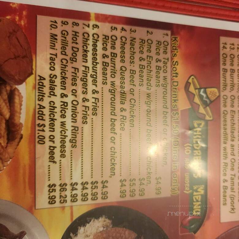 El Charro Mexican Grill - Young Harris, GA menu_pic