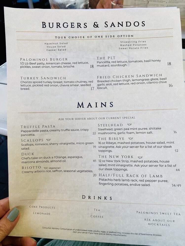Palominos - Salem, OR menu_pic