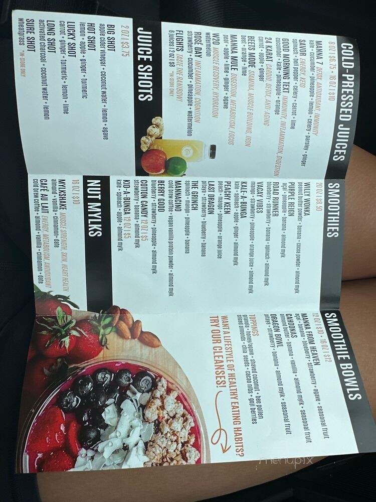 Manna Juice Bar - Arlington, TX menu_pic