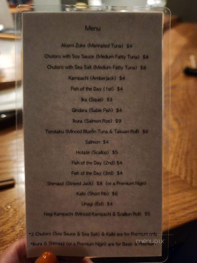Sushi W - New York, NY menu_pic