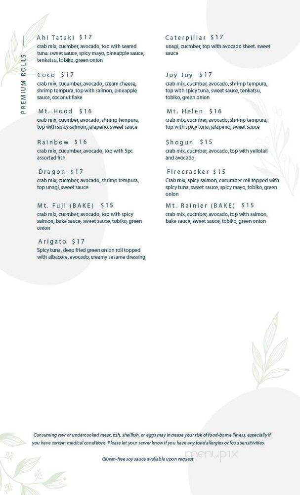 Arigato Sushi - Seattle, WA menu_pic