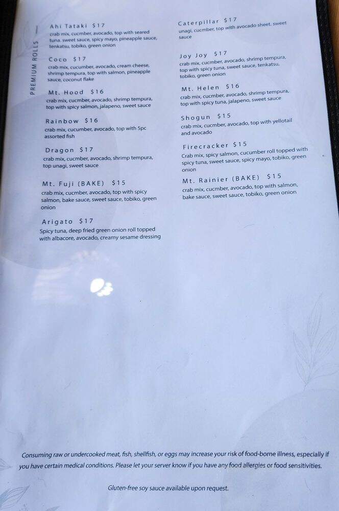 Arigato Sushi - Seattle, WA menu_pic