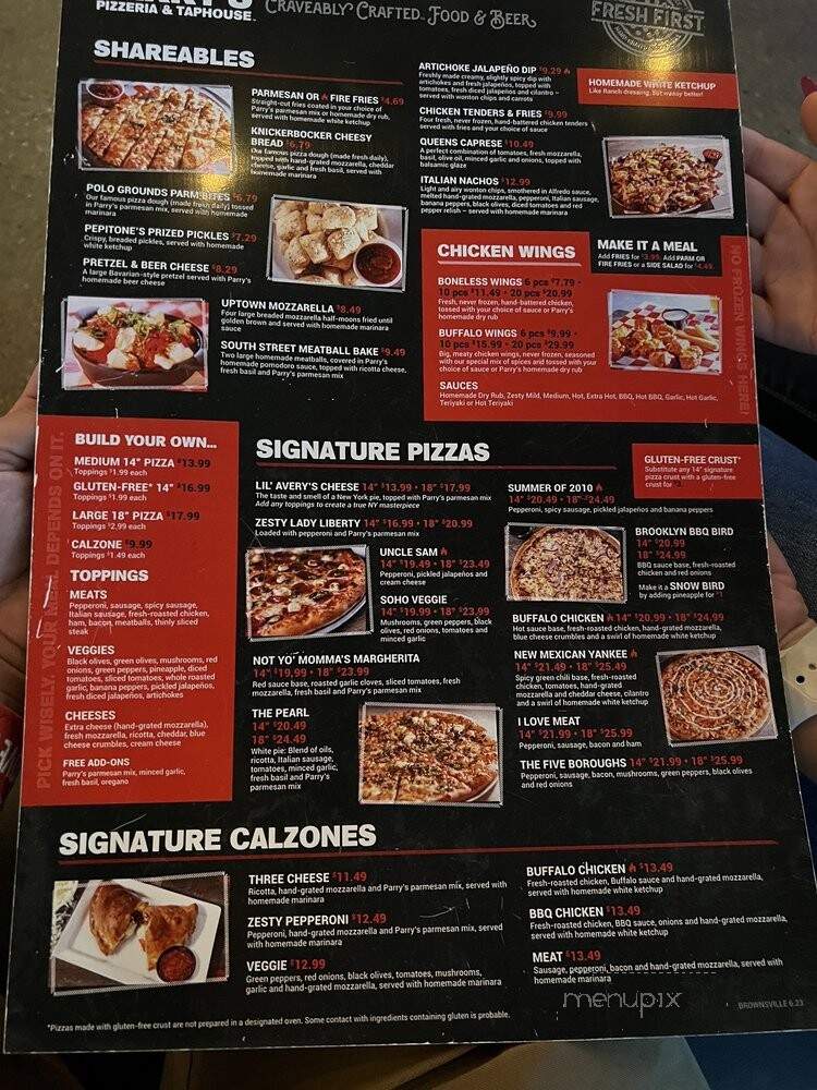 Parry's Pizzeria & Taphouse - Brownsville, TX menu_pic