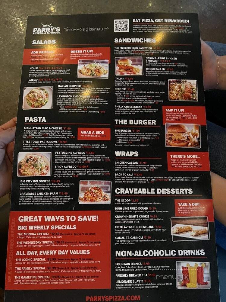 Parry's Pizzeria & Taphouse - Brownsville, TX menu_pic
