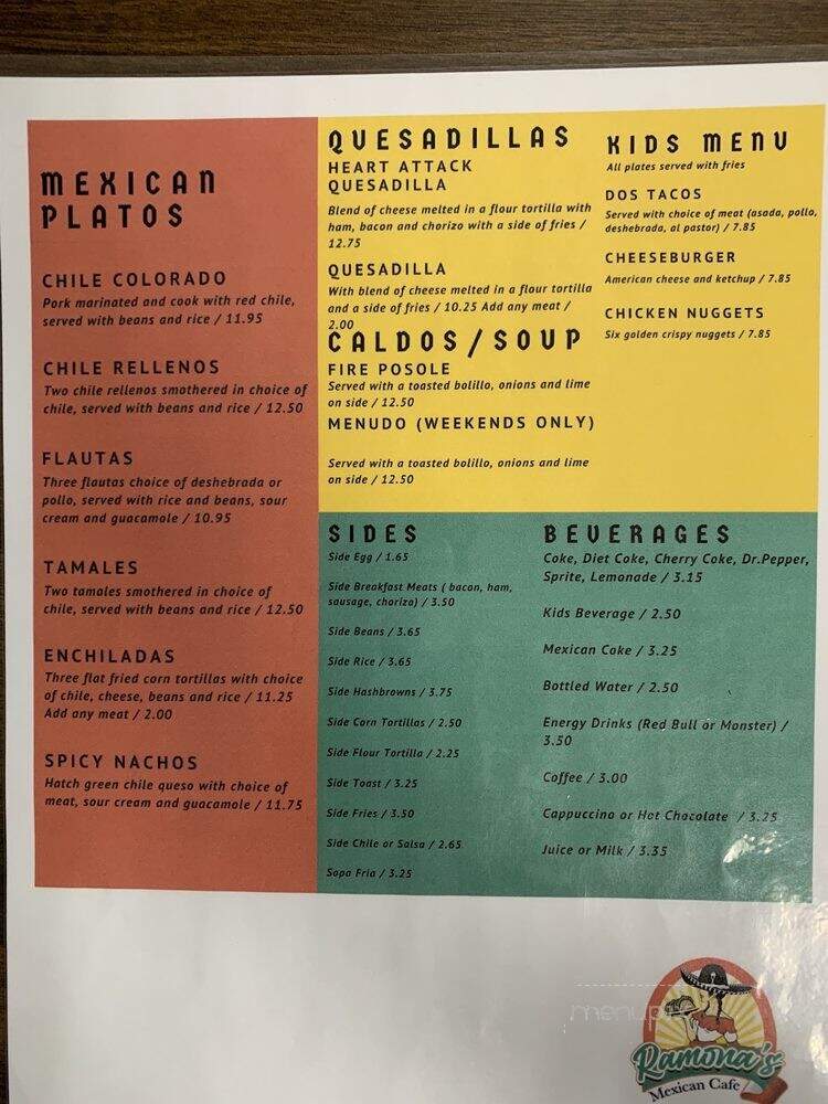 Ramona's Mexican Cafe - Albuquerque, NM menu_pic