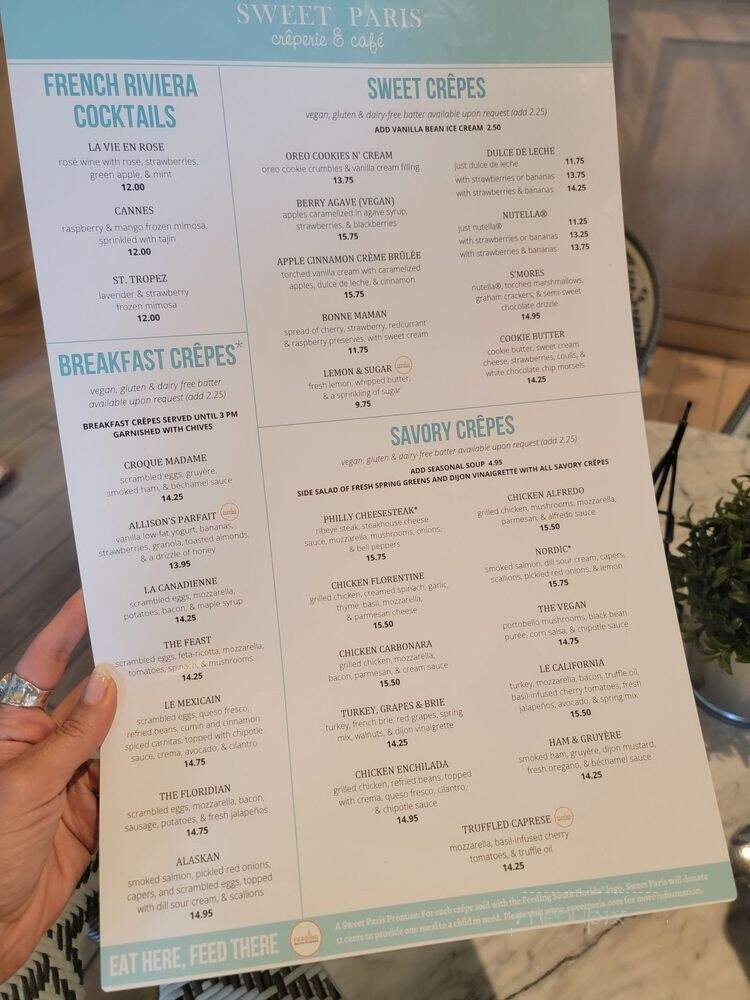 Sweet Paris Creperie & Cafe - Coral Gables, FL menu_pic