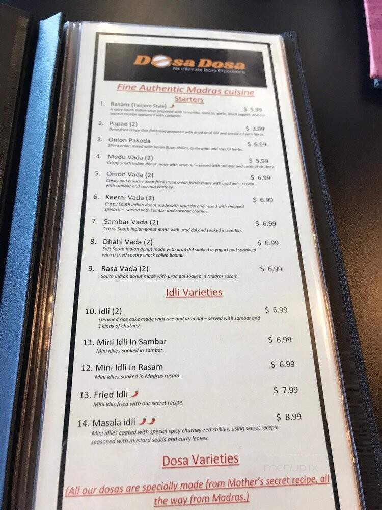 Dosa Dosa - Brampton, ON menu_pic