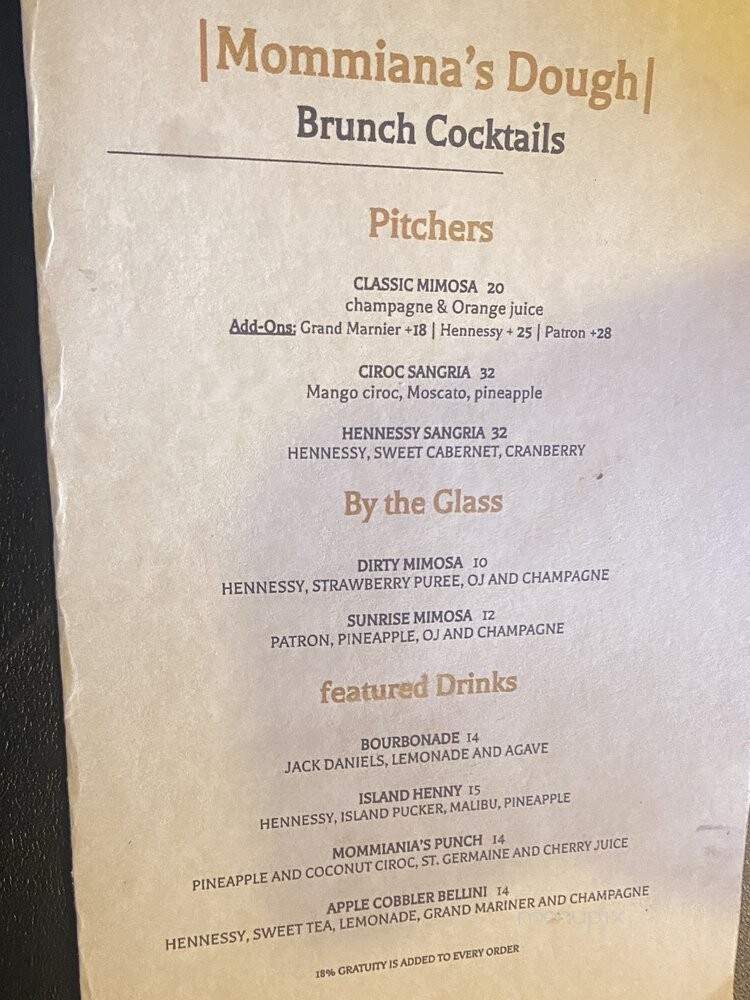 Mommiana's Dough - Richmond, VA menu_pic