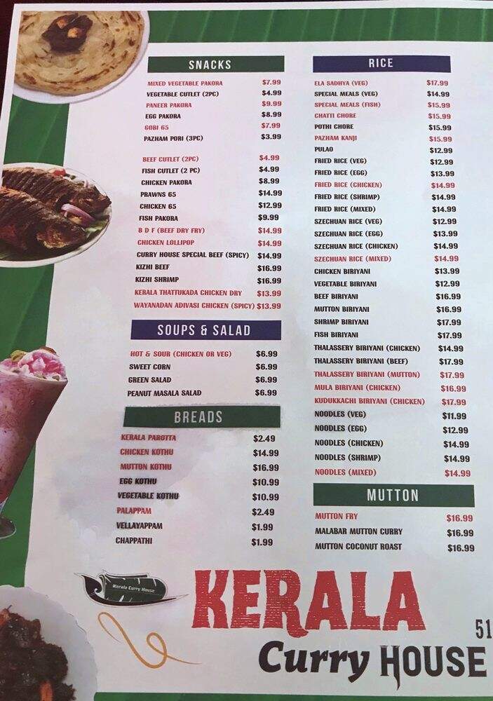 Kerala Curry House - Mississauga, ON menu_pic