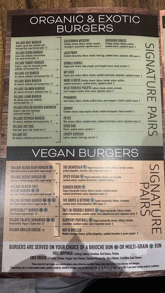 Burger Village - Raleigh, NC menu_pic