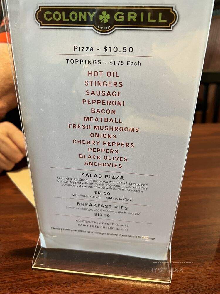 Colony Grill - Potomac, MD menu_pic