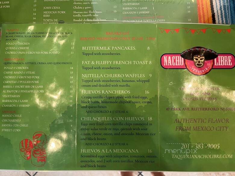 Taqueria Nacho Libre - Rutherford, NJ menu_pic