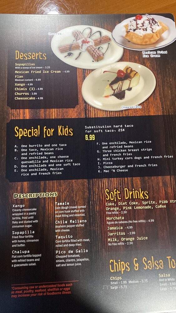 Los Amigos - Washington, NC menu_pic