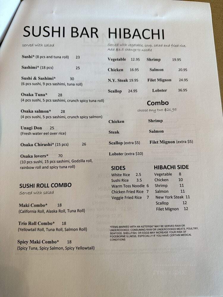 Osaka Sushi Hibachi House - Cypress, TX menu_pic