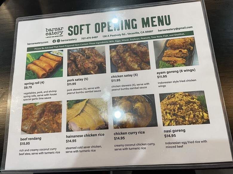 Barzar Eatery - Vacaville, CA menu_pic