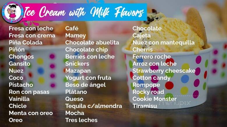 La Michoacana Ice Cream - Los Angeles, CA menu_pic