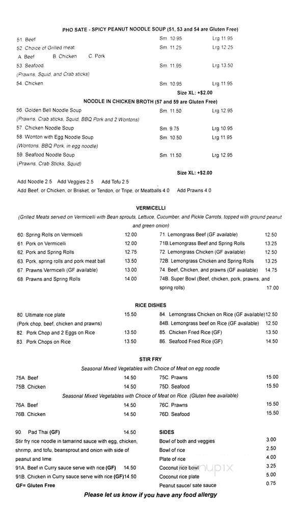 Golden Bell - Calgary, AB menu_pic