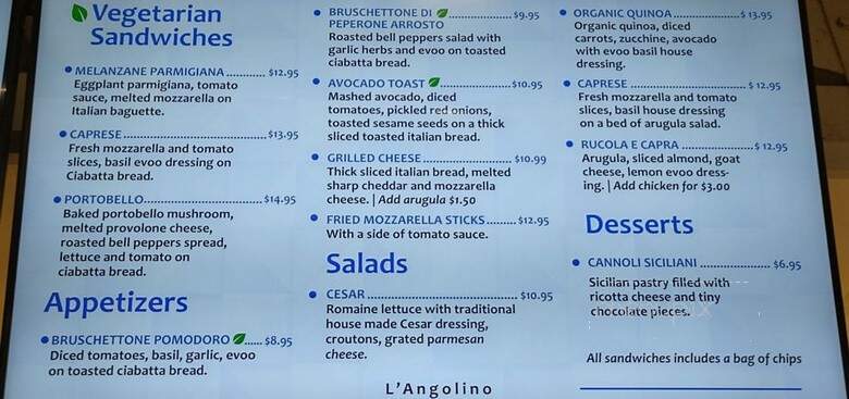 L'Angolino - San Diego, CA menu_pic