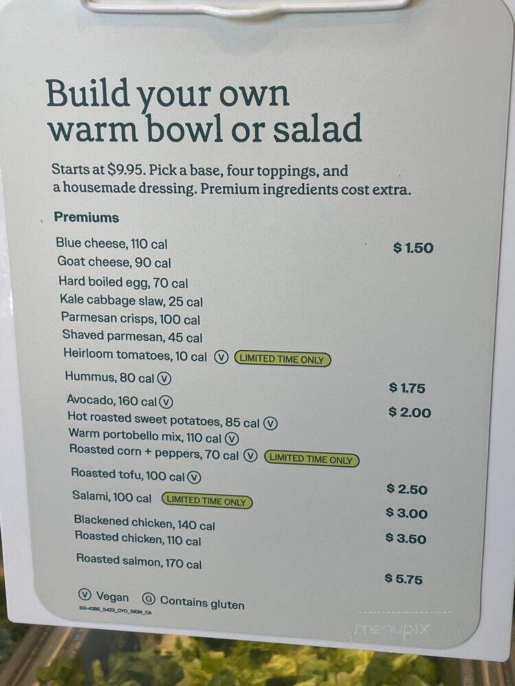 Sweetgreen - San Diego, CA menu_pic