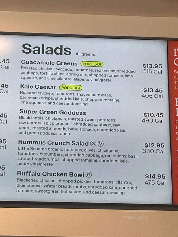 Sweetgreen - San Diego, CA menu_pic