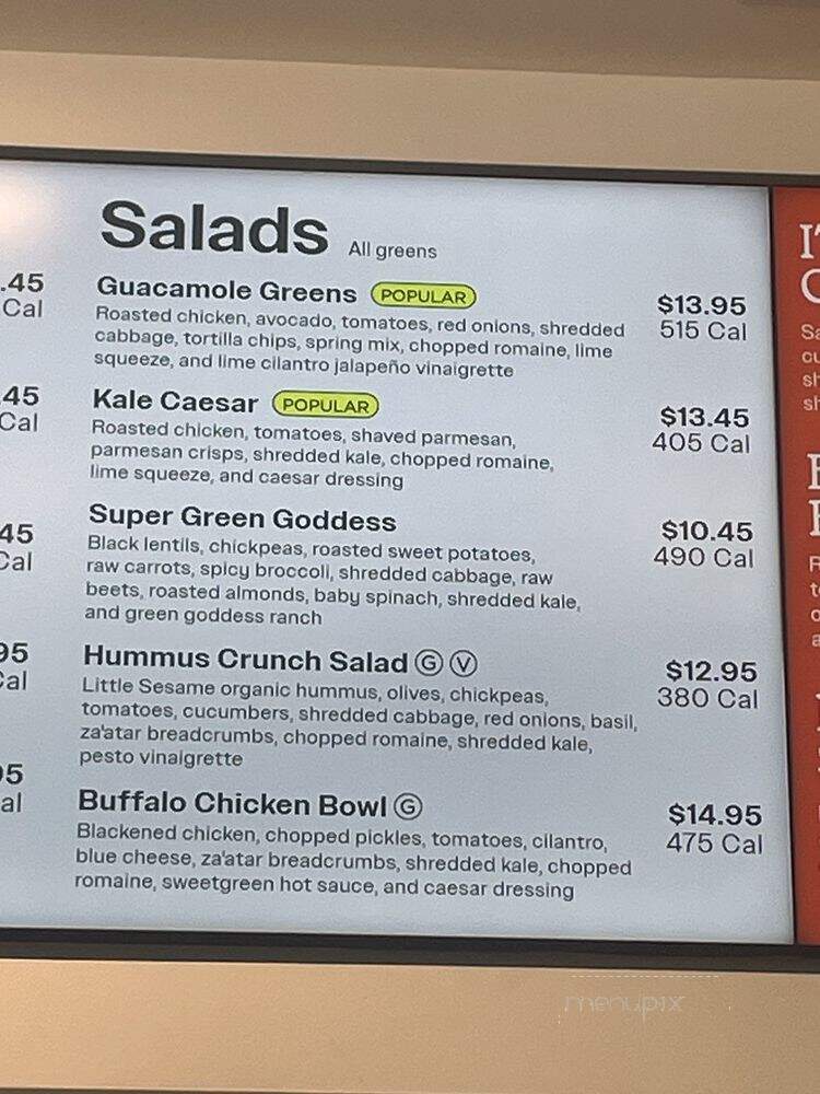 Sweetgreen - San Diego, CA menu_pic