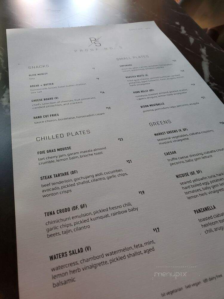 Proof No. 5 - Wheaton, IL menu_pic