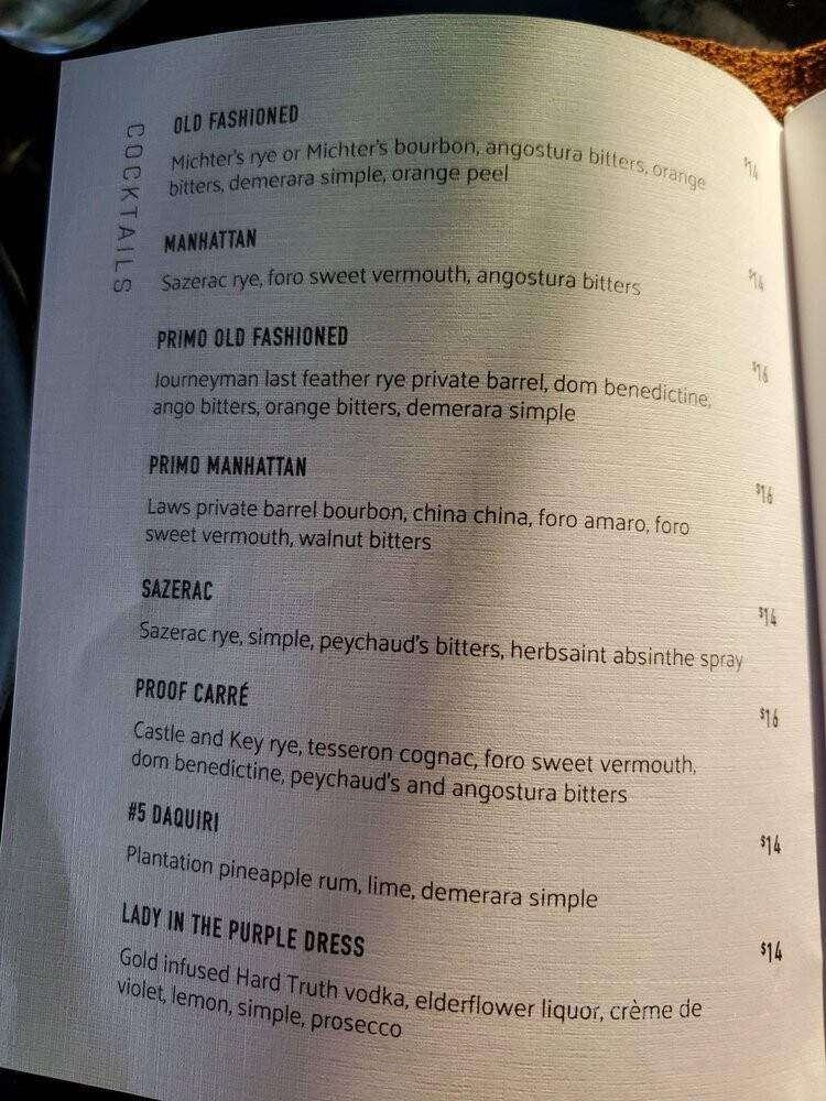 Proof No. 5 - Wheaton, IL menu_pic