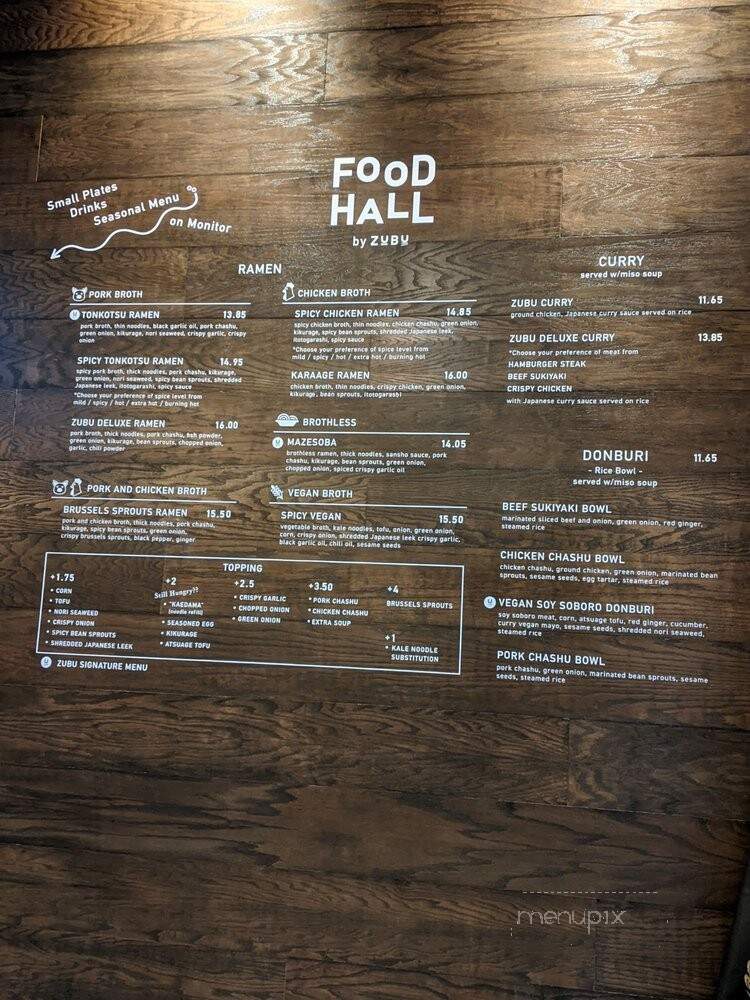 Zubu Food Hall - Vancouver, BC menu_pic