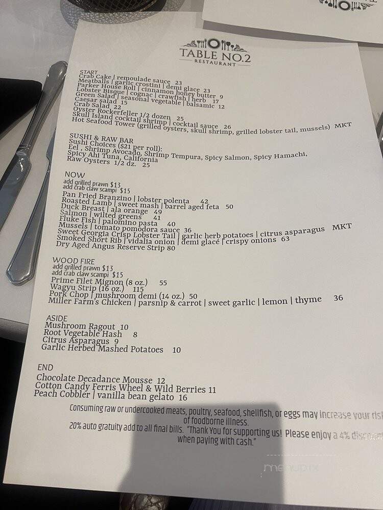 Table No 2 Restaurant - Detroit, MI menu_pic
