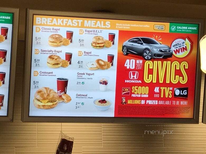 Tim Hortons - Vancouver, BC menu_pic