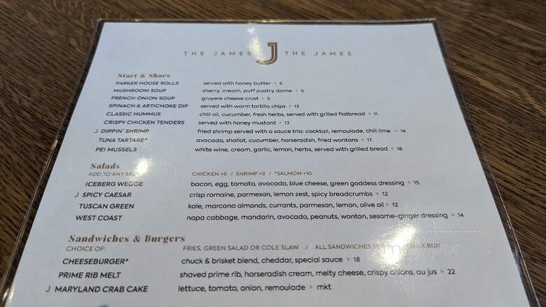 The James - Charleston, SC menu_pic