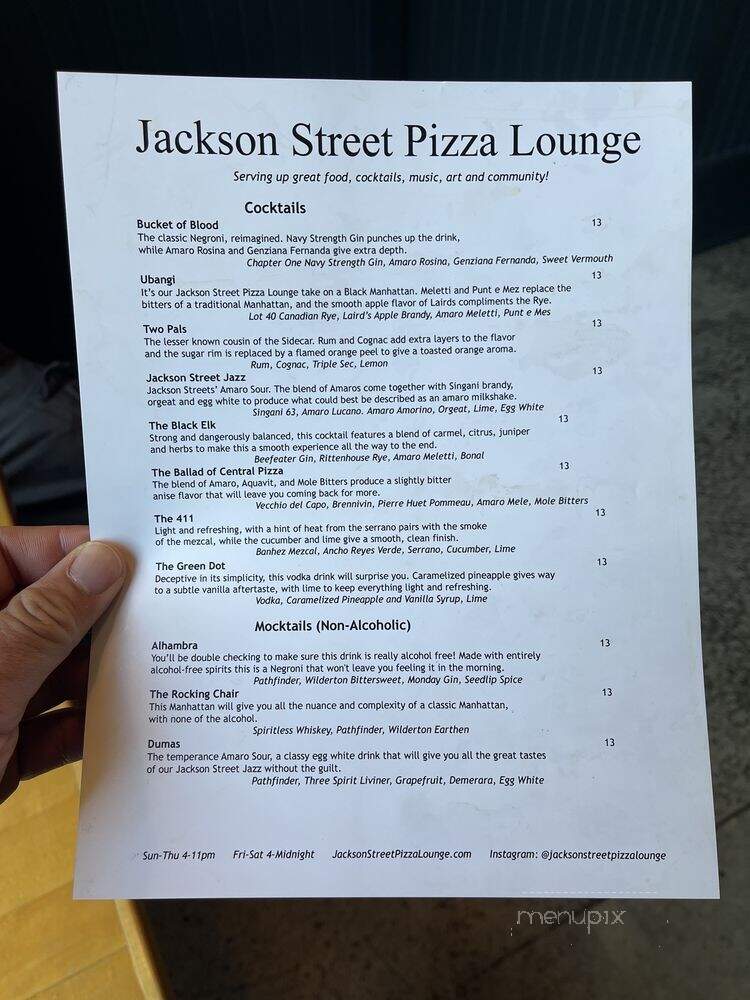 Jackson Street Pizza Lounge - Seattle, WA menu_pic