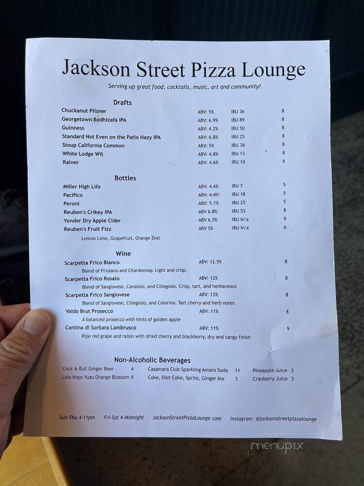 Jackson Street Pizza Lounge - Seattle, WA menu_pic